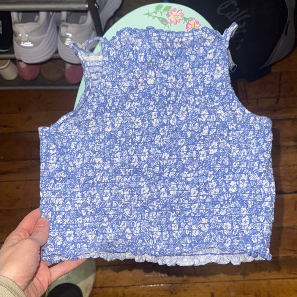 Blue and White  floral Top